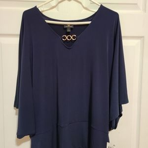 Navy top with embellished keyhole design